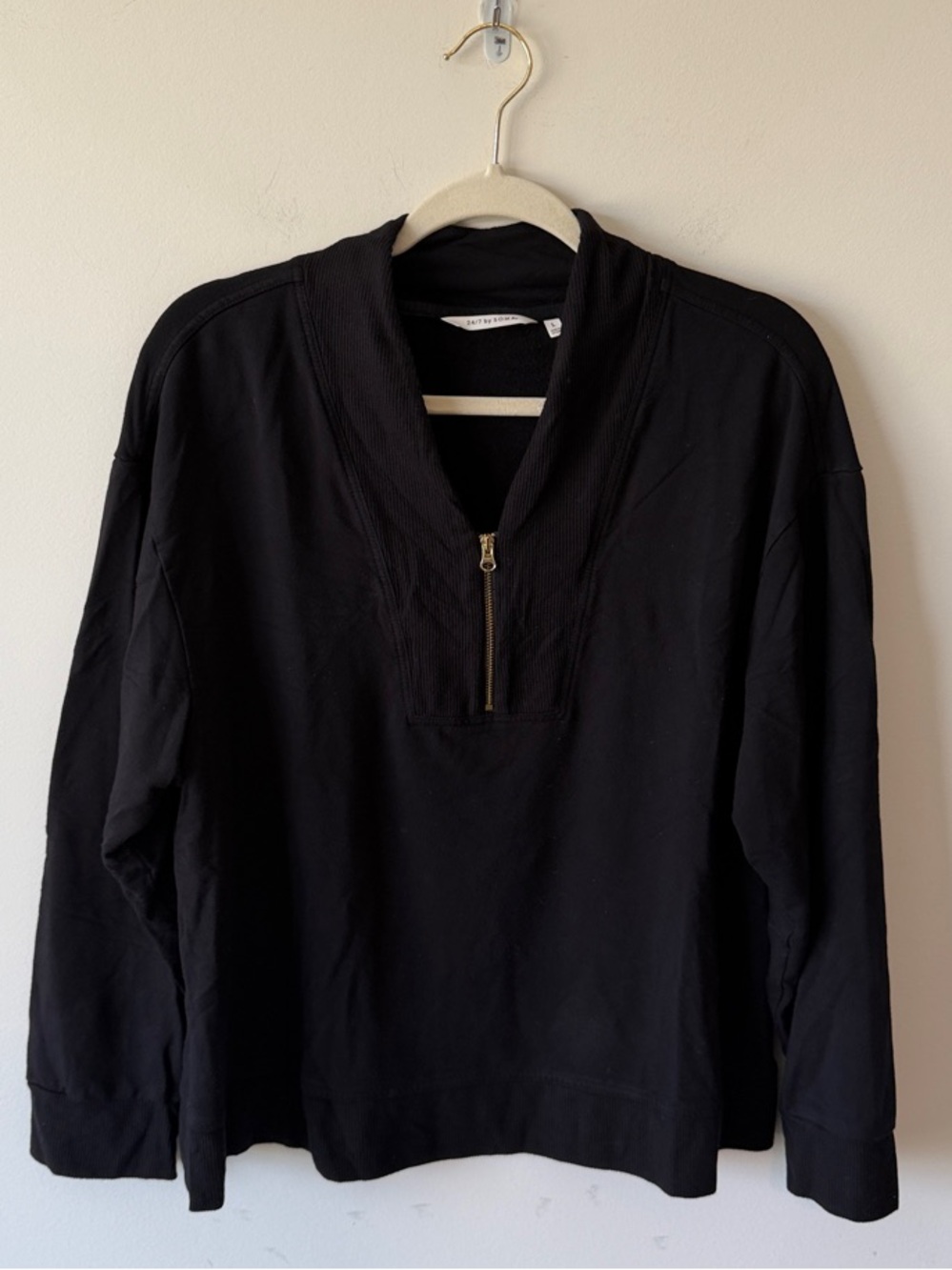 Soma 24/7 Black Quarter-Zip Pullover Sweatshirt